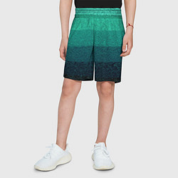 Шорты детские Бирюзовый градиент полосами, цвет: 3D-принт — фото 2