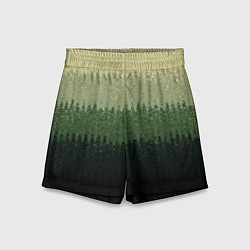 Шорты детские Зелёный полосами от светлого к тёмному текстурные, цвет: 3D-принт