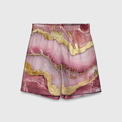 Шорты детские Объемная текстура розовая с золотом, цвет: 3D-принт