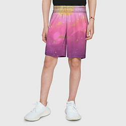 Шорты детские Розовый и золотой блеск текстура, цвет: 3D-принт — фото 2