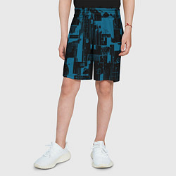 Шорты детские Чёрно-синий абстракция геомтеричный, цвет: 3D-принт — фото 2