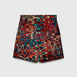 Шорты детские Искажённые волнистые полосы красно-синий, цвет: 3D-принт