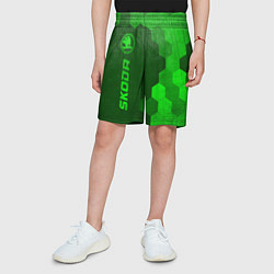 Шорты детские Skoda - green gradient по-вертикали, цвет: 3D-принт — фото 2