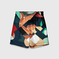 Шорты детские Сине-бежевый абстракция, цвет: 3D-принт