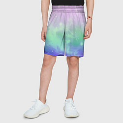Шорты детские Космический бледный розово-синий, цвет: 3D-принт — фото 2