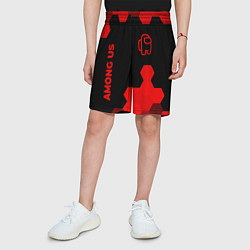 Шорты детские Among Us - red gradient вертикально, цвет: 3D-принт — фото 2