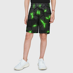 Шорты детские Зеленая неоновая броня, цвет: 3D-принт — фото 2