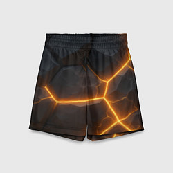 Шорты детские Черные плиты с оранжевой молнией, цвет: 3D-принт