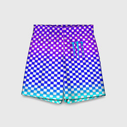 Шорты детские Monster шахматная клетка градиент, цвет: 3D-принт