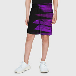 Шорты детские Color purple black stripes, цвет: 3D-принт — фото 2