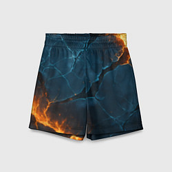 Шорты детские Разлом плит с огнем, цвет: 3D-принт