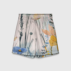 Шорты детские Цветы полевые, цвет: 3D-принт