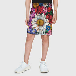 Шорты детские Крупные цветы, цвет: 3D-принт — фото 2