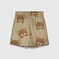 Шорты детские Медвежьи мордашки на бежевом, цвет: 3D-принт