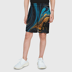 Шорты детские Сине-золотая абстракция, цвет: 3D-принт — фото 2