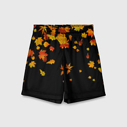Шорты детские Осенние листья на черном, цвет: 3D-принт