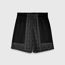 Шорты детские Серебряный узор на черном - вышиванка рубаха, цвет: 3D-принт