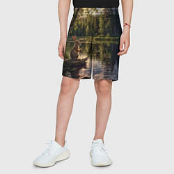 Шорты детские Заяц на рыбалке, цвет: 3D-принт — фото 2