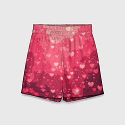 Шорты детские Розовый с сердечками паттерн, цвет: 3D-принт
