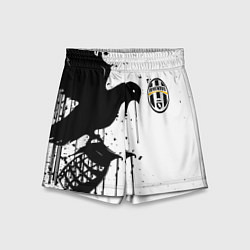 Шорты детские Ювентус черная птица краски, цвет: 3D-принт