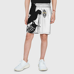 Шорты детские Ювентус черная птица краски, цвет: 3D-принт — фото 2