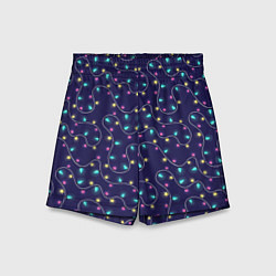 Шорты детские Новогодние гирлянды, цвет: 3D-принт