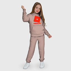 Костюм хлопковый детский Roblox Logo, цвет: пыльно-розовый — фото 2