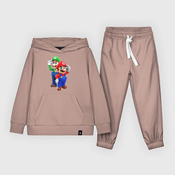 Костюм хлопковый детский Mario Bros, цвет: пыльно-розовый