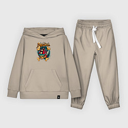 Костюм хлопковый детский Скелетон в шлеме, цвет: миндальный