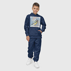 Костюм хлопковый детский Большая синица в стиле гуашь, цвет: тёмно-синий — фото 2