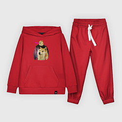 Костюм хлопковый детский Пёсик Доге в свитере с пёсиком Доге, цвет: красный
