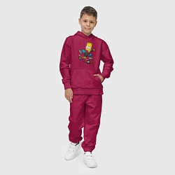 Костюм хлопковый детский Барт Симпсон - крутой скейтбордист, цвет: маджента — фото 2