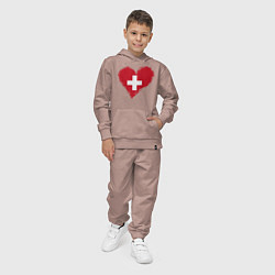 Костюм хлопковый детский Сердце - Швейцария, цвет: пыльно-розовый — фото 2