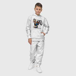 Костюм хлопковый детский Кабан на потоцикле, цвет: белый — фото 2