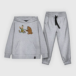 Костюм хлопковый детский Медведь гонится за охотником, цвет: меланж