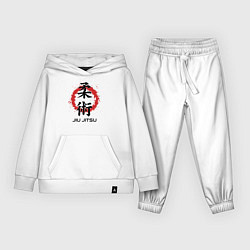 Костюм хлопковый детский Jiu jitsu red splashes logo, цвет: белый