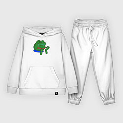 Костюм хлопковый детский Лягушонок Пепе в слезах, цвет: белый