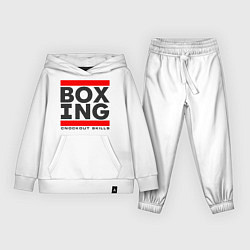 Костюм хлопковый детский Boxing knockout skills, цвет: белый