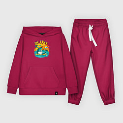 Костюм хлопковый детский Акула серфингист будь свободным, цвет: маджента