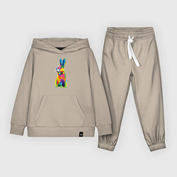 Костюм хлопковый детский Кролик в стиле поп-арт, цвет: миндальный