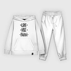 Костюм хлопковый детский Love hope faith, цвет: белый