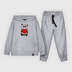 Костюм хлопковый детский Мультяшный милый панда с сердцем, цвет: меланж