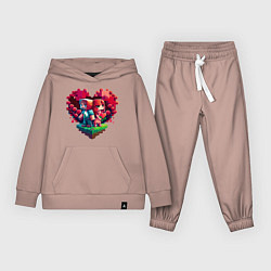 Костюм хлопковый детский Влюбленные в Minecraft, цвет: пыльно-розовый