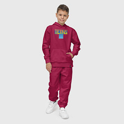 Костюм хлопковый детский Логотип Тетрис, цвет: маджента — фото 2