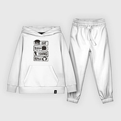 Костюм хлопковый детский Eat sleep fishing repeat, цвет: белый