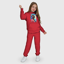 Костюм хлопковый детский Кисуля в модной куртке - нейросеть, цвет: красный — фото 2