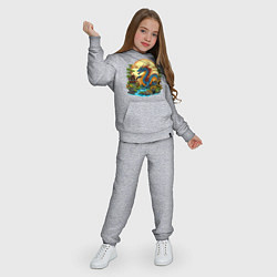 Костюм хлопковый детский Синий дракон у реки, цвет: меланж — фото 2