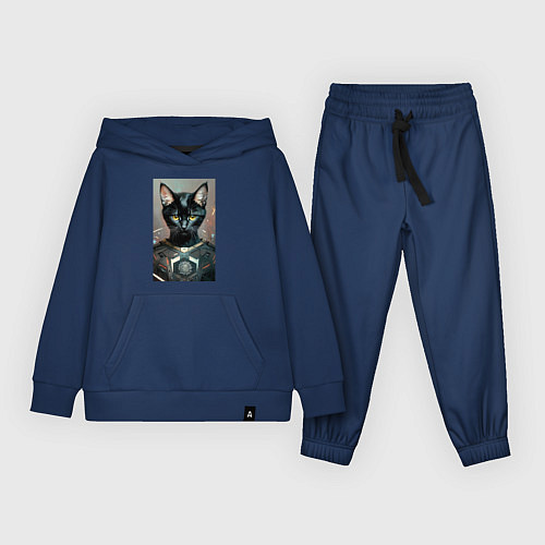 Детский костюм Крутой котяра - киберпанк / Тёмно-синий – фото 1