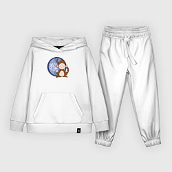 Костюм хлопковый детский Год обезьяны на китайском, цвет: белый