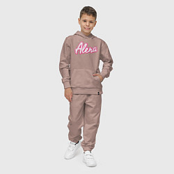 Костюм хлопковый детский Алена в стиле барби - объемный шрифт, цвет: пыльно-розовый — фото 2